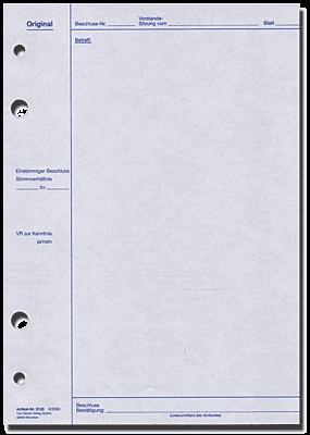 Vorstands-Sitzung Beschluss (Original) - Format DIN A4