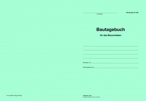 Loseblatt - 10er Pack - Akten-Umschlag - Bautagebuch Formular EFB-Bautagb 375.StB - Erfassung der Baustellen spezifischen Leisungen