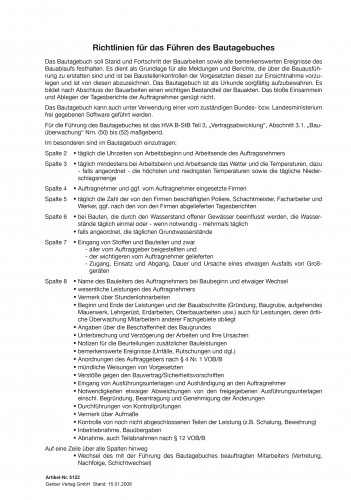 Loseblatt Akten-Einlage - 10er Pack - Richtlinien - Bautagebuch EFB-Bautagb 357.StB