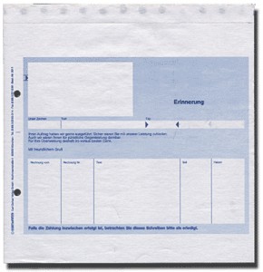 Schnelltrennsatz - System-Mahnung (4-fach) "memoform"