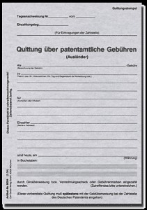 Quittung über patentamtliche Gebühren