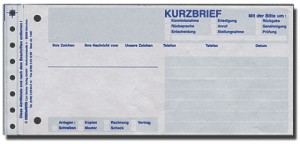Schnelltrennsatz - Kurzbrief (2-fach) quer "memoform"