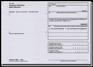 Gebühreneinzahlung an das Deutsche Patentamt (P 30)