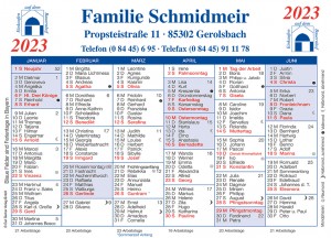 Namens-Kalender A4 2023 für Ihre Firma