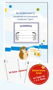 Schreibheft mit Schulschrift Lineaturen Type 2